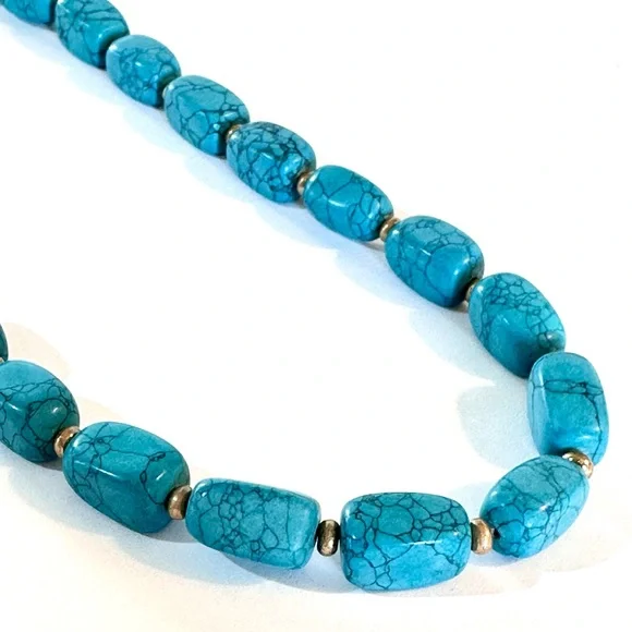 CHICO’s Turquoise Long Beaded Cord Necklace NEW - Picture 4 of 6
